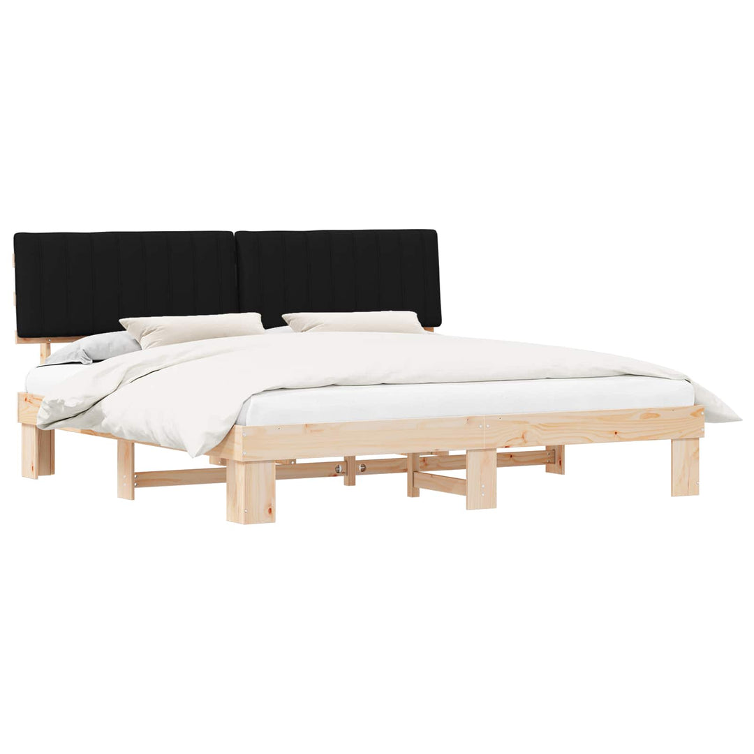 Sengestel med Polstret Hovedgavl Sort 200 x 200 cm