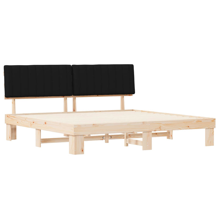 Sengestel med Polstret Hovedgavl Sort 200 x 200 cm