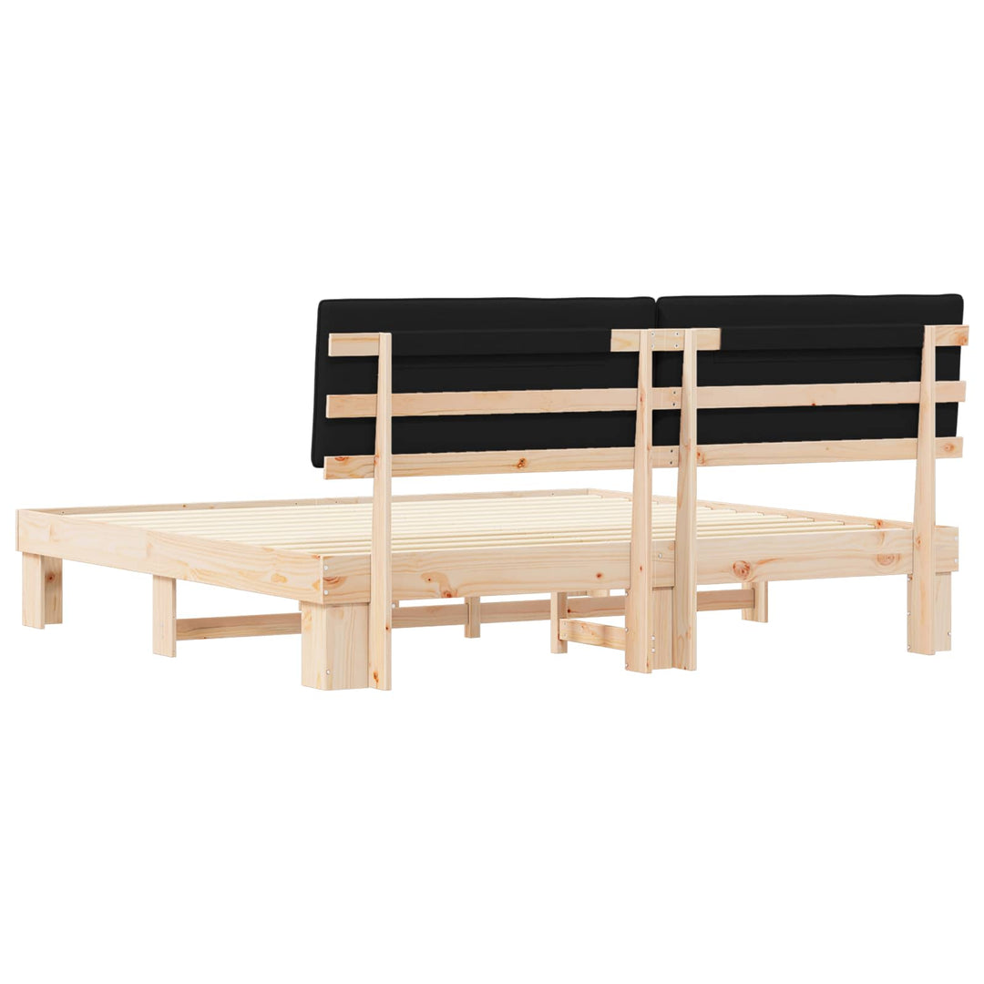 Sengestel med Polstret Hovedgavl Sort 200 x 200 cm