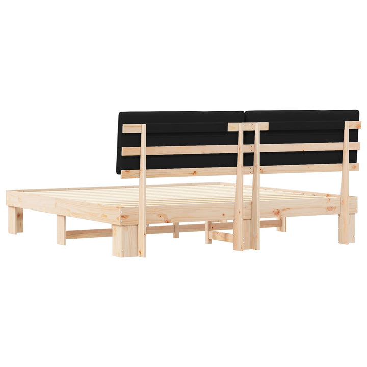 Sengestel med Polstret Hovedgavl Sort 200 x 200 cm