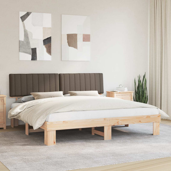 Sengestel med Polstret Hovedgavl Gråbrun 200 x 200 cm