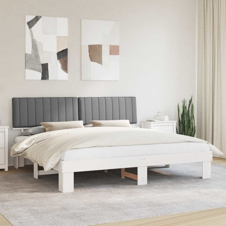 Sengestel med Polstret Hovedgavl Lysegrå 200 x 200 cm