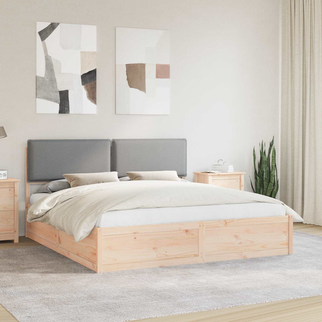 Sengestel med Polstret Hovedgavl Lysegrå 200 x 200 cm
