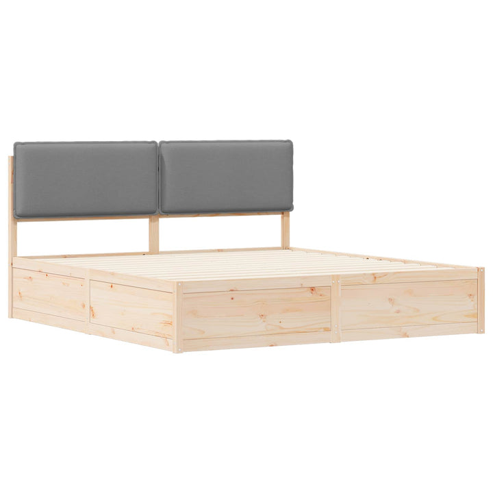 Sengestel med Polstret Hovedgavl Lysegrå 200 x 200 cm