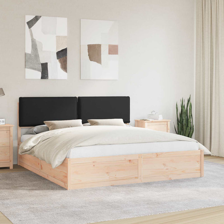 Sengestel med Polstret Hovedgavl Sort 200 x 200 cm