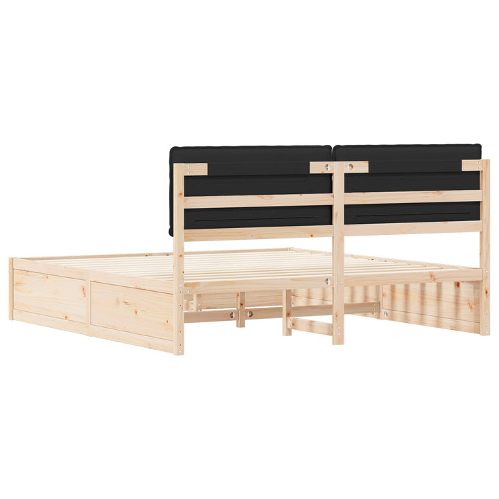Sengestel med Polstret Hovedgavl Sort 200 x 200 cm