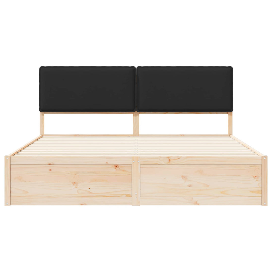Sengestel med Polstret Hovedgavl Sort 200 x 200 cm