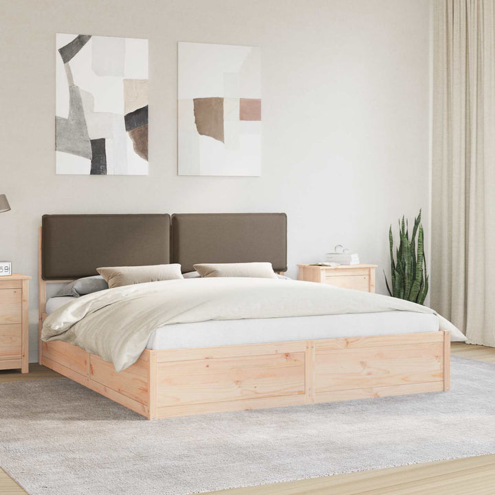 Sengestel med Polstret Hovedgavl Gråbrun 200 x 200 cm