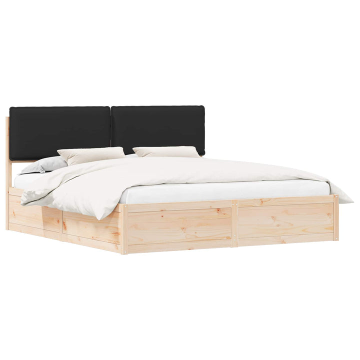 Sengestel med Polstret Hovedgavl Sort 180 x 200 cm