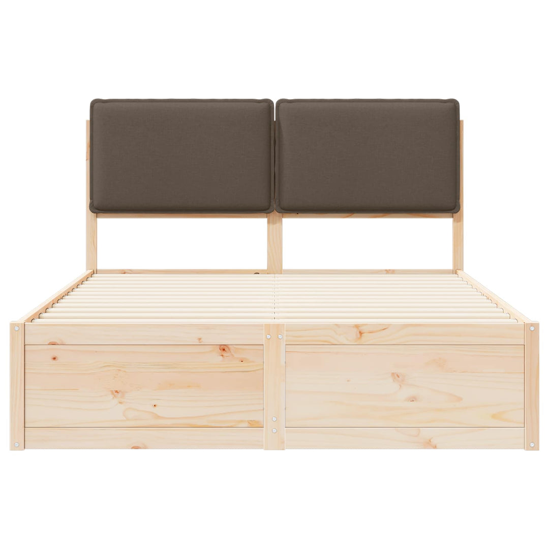 Sengestel med Polstret Hovedgavl Gråbrun 135 x 190 cm