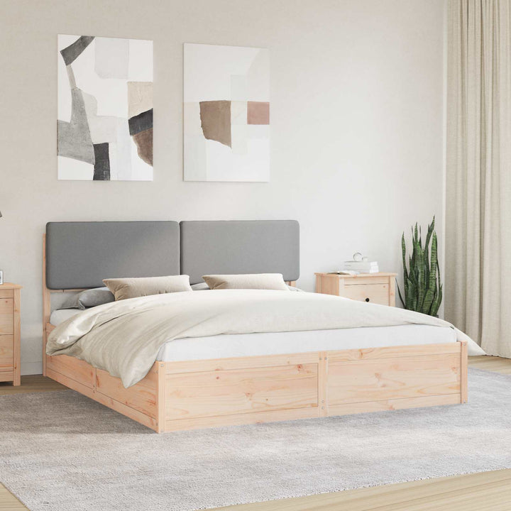 Sengestel med Polstret Hovedgavl Lysegrå 200 x 200 cm
