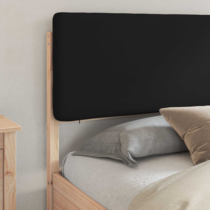 Sengestel med Polstret Hovedgavl Sort 200 x 200 cm