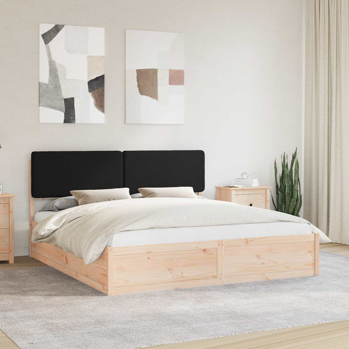 Sengestel med Polstret Hovedgavl Sort 200 x 200 cm