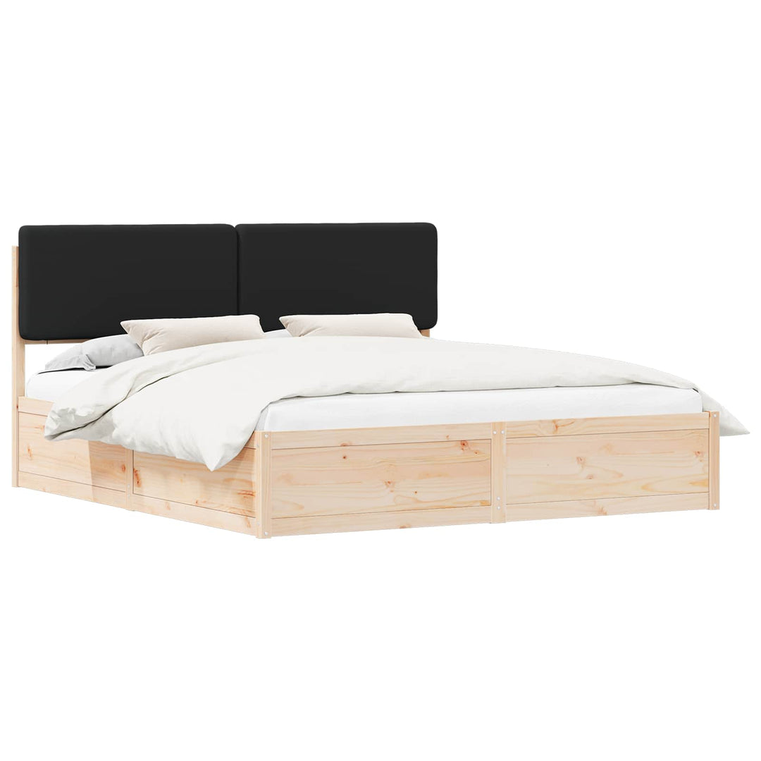 Sengestel med Polstret Hovedgavl Sort 200 x 200 cm