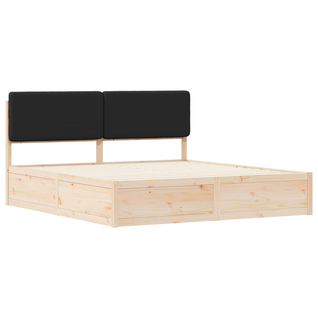 Sengestel med Polstret Hovedgavl Sort 200 x 200 cm