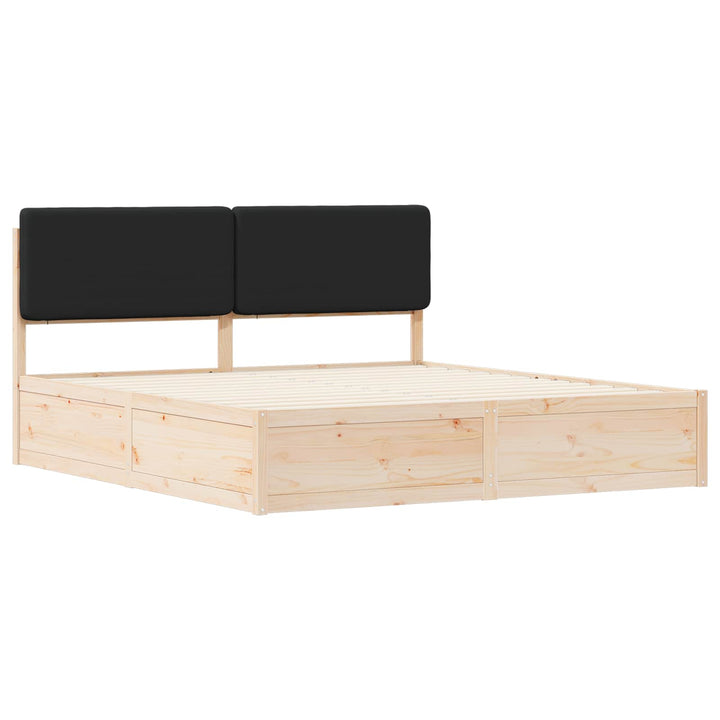Sengestel med Polstret Hovedgavl Sort 200 x 200 cm
