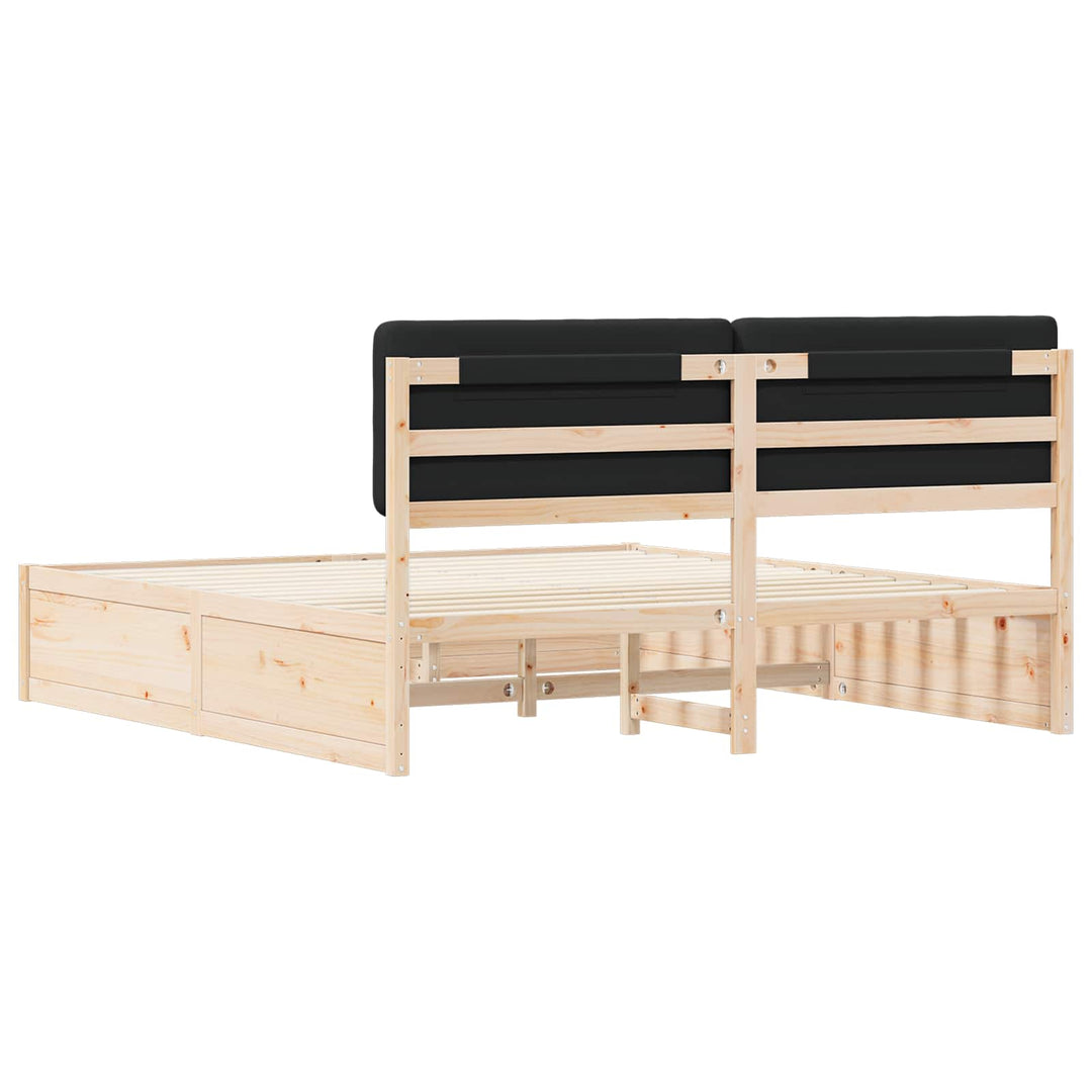 Sengestel med Polstret Hovedgavl Sort 200 x 200 cm