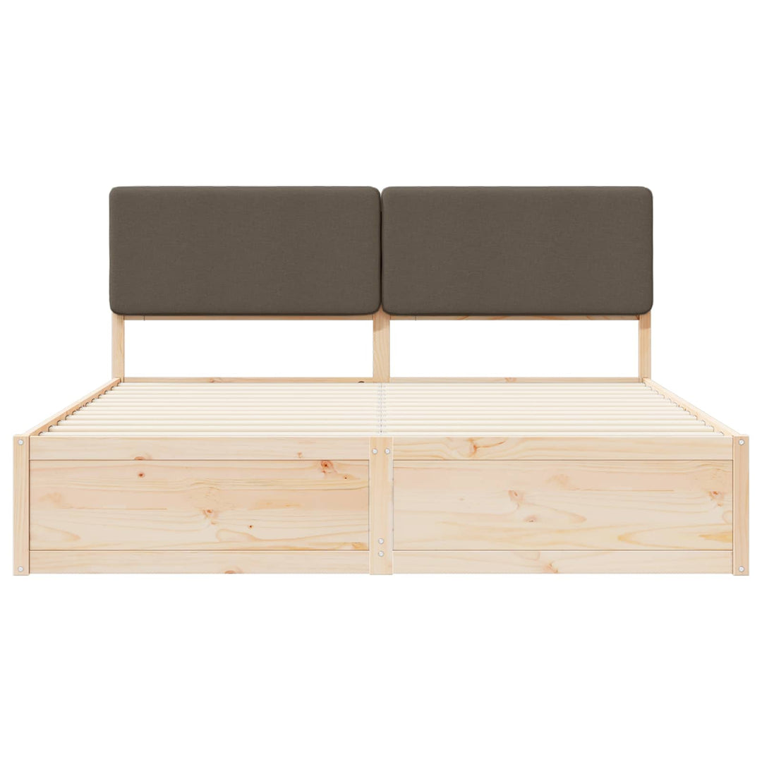 Sengestel med Polstret Hovedgavl Gråbrun 200 x 200 cm