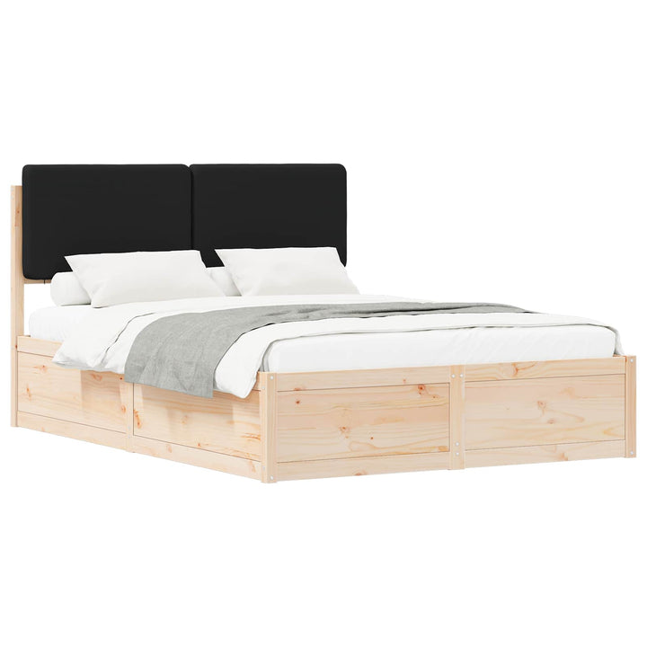 Sengestel med Polstret Hovedgavl Sort 135 x 190 cm