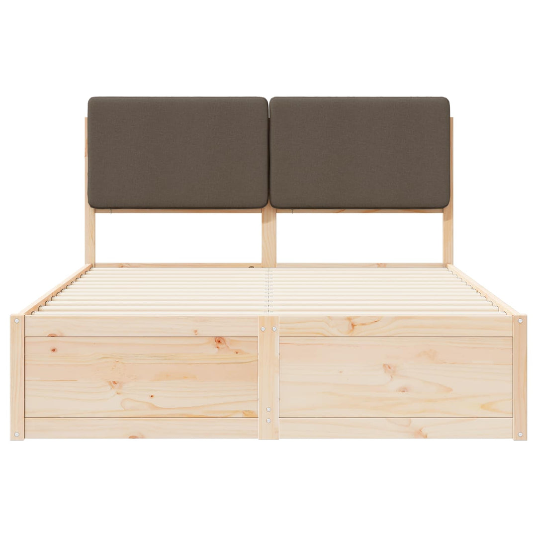 Sengestel med Polstret Hovedgavl Gråbrun 135 x 190 cm