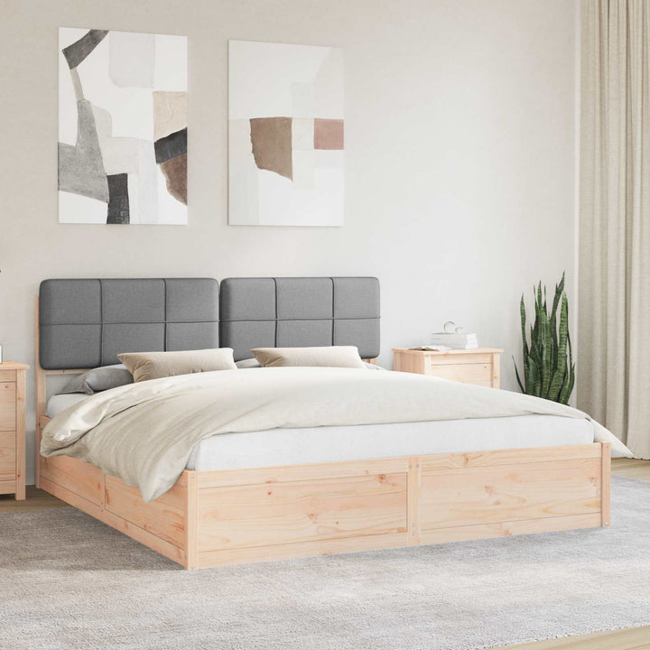 Sengestel med Polstret Hovedgavl Lysegrå 200 x 200 cm