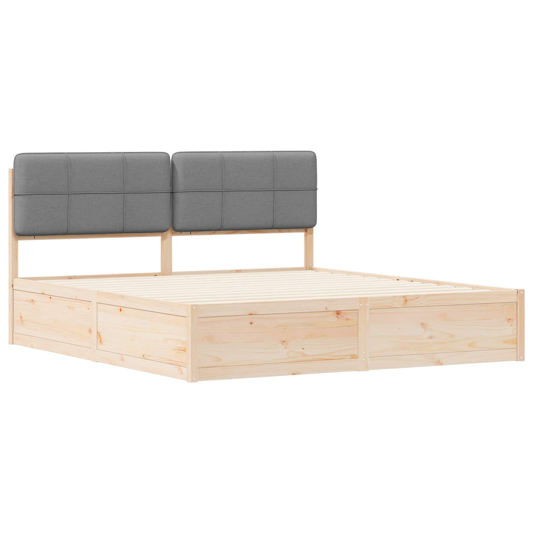 Sengestel med Polstret Hovedgavl Lysegrå 200 x 200 cm