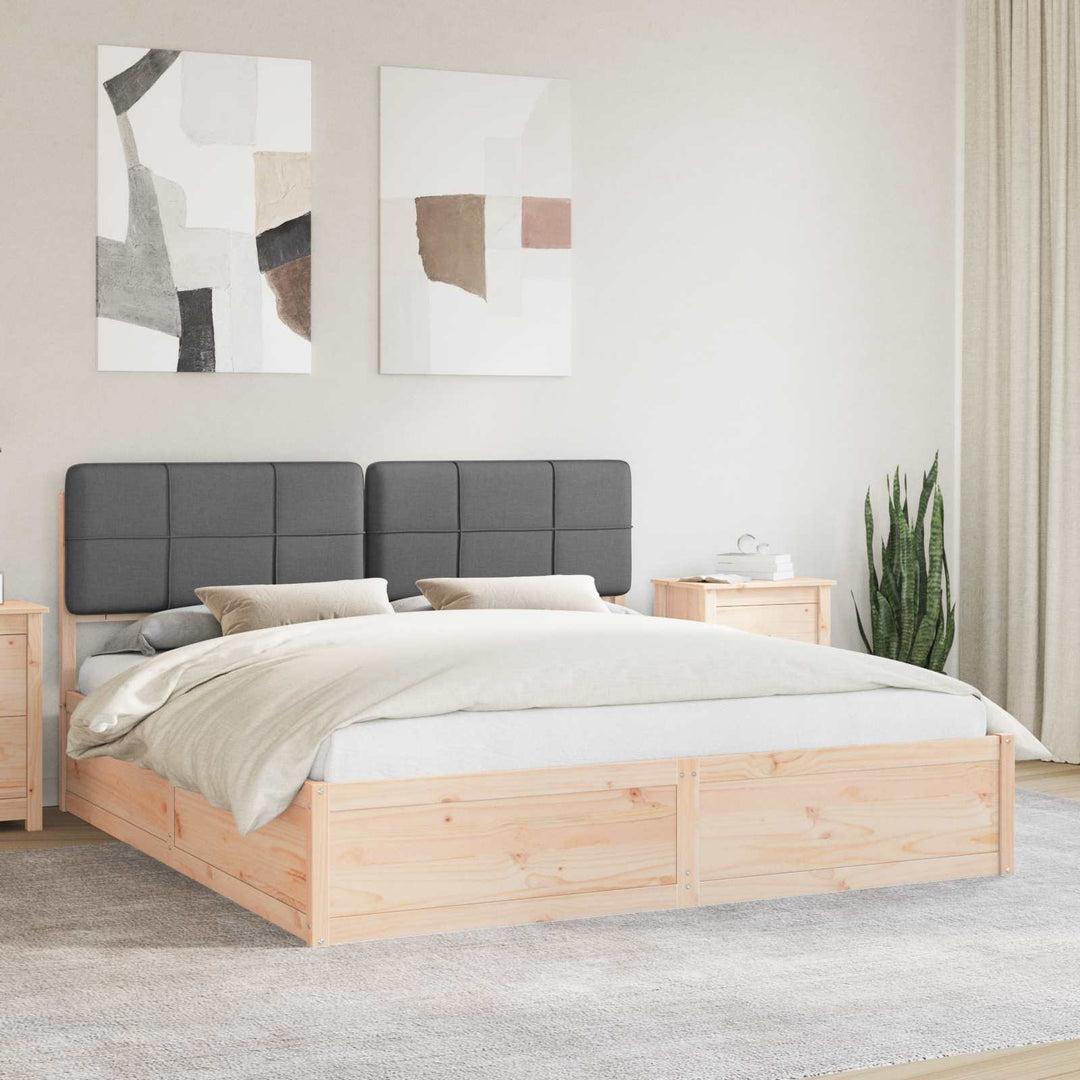 Sengestel med Polstret Hovedgavl Mørkegrå 200 x 200 cm