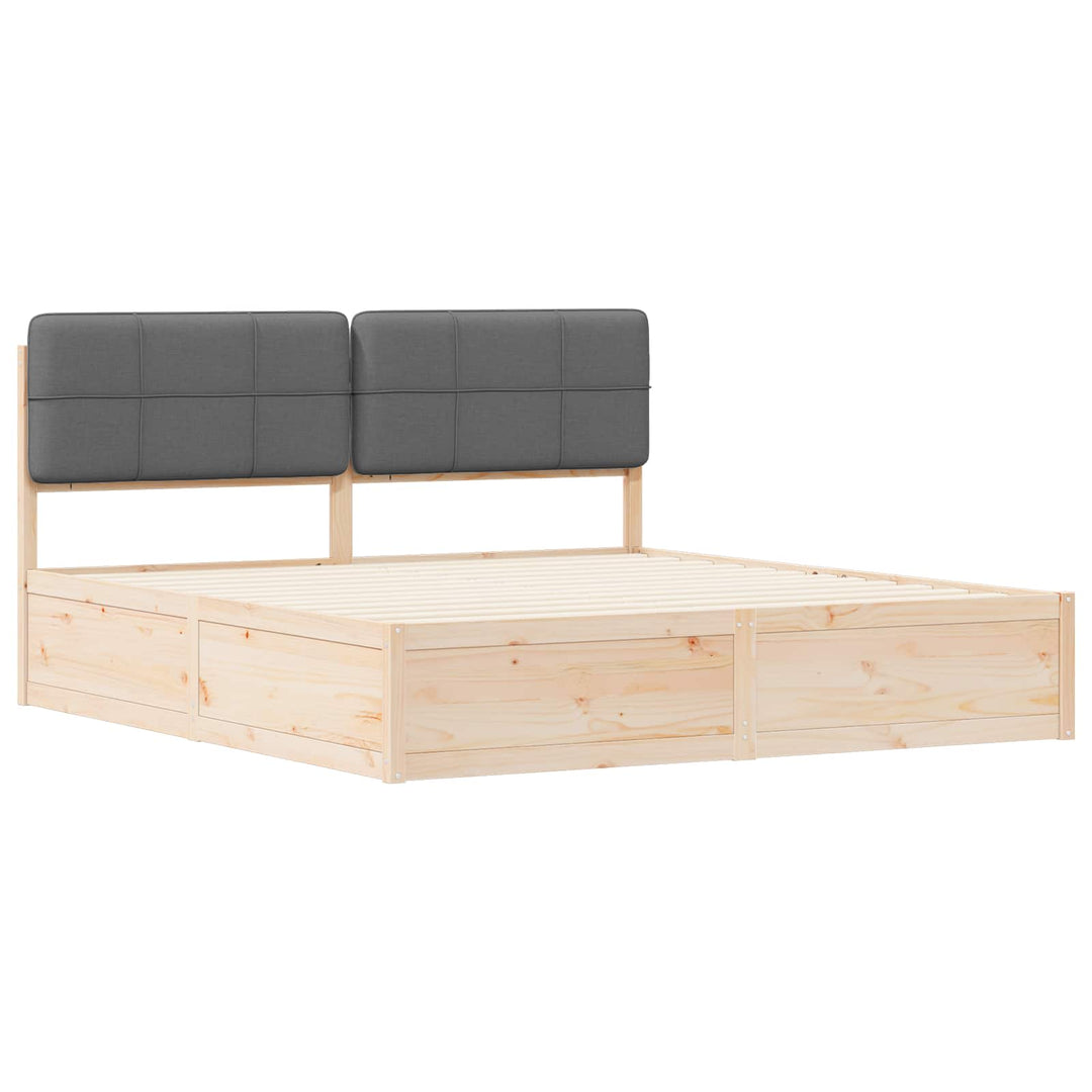 Sengestel med Polstret Hovedgavl Mørkegrå 200 x 200 cm