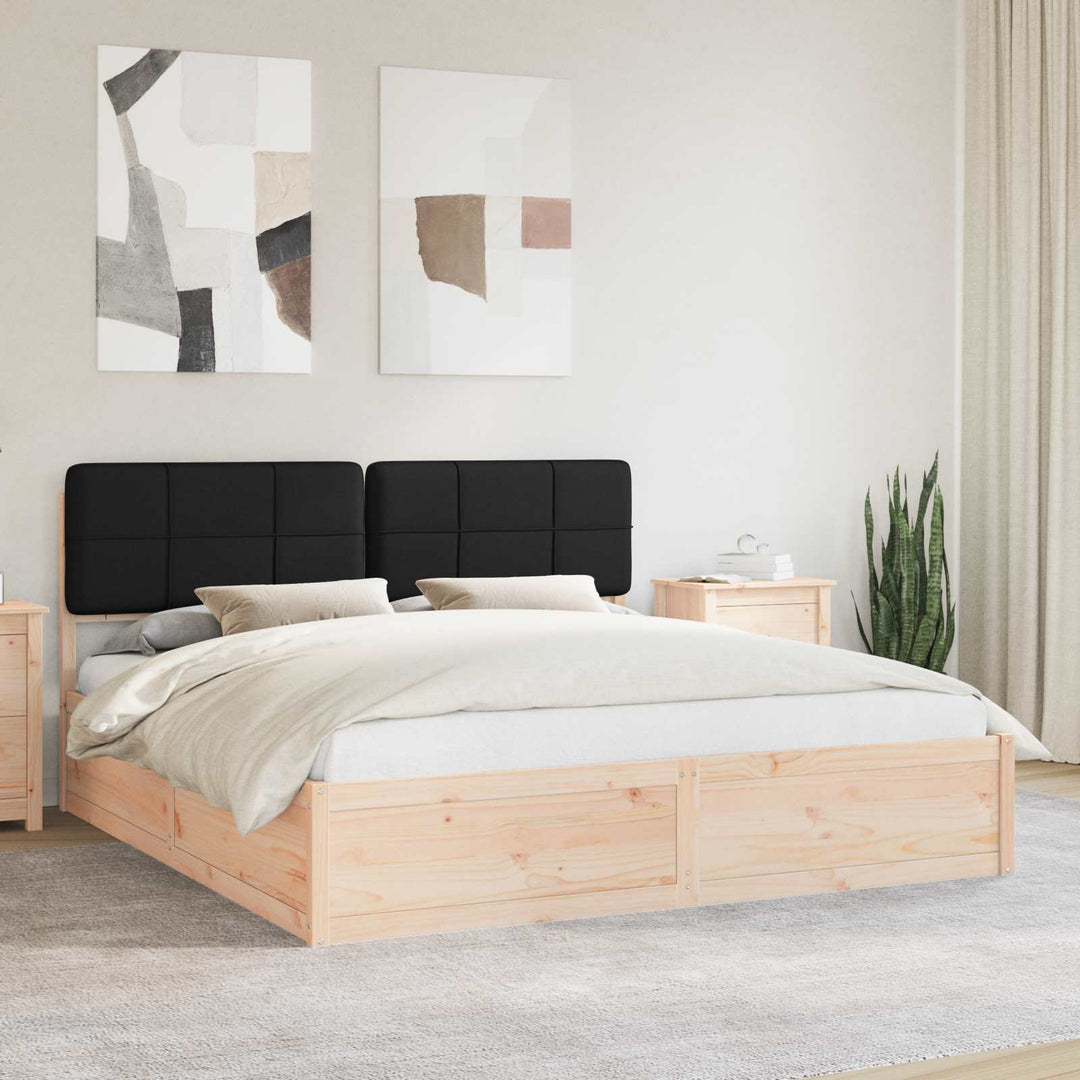 Sengestel med Polstret Hovedgavl Sort 200 x 200 cm
