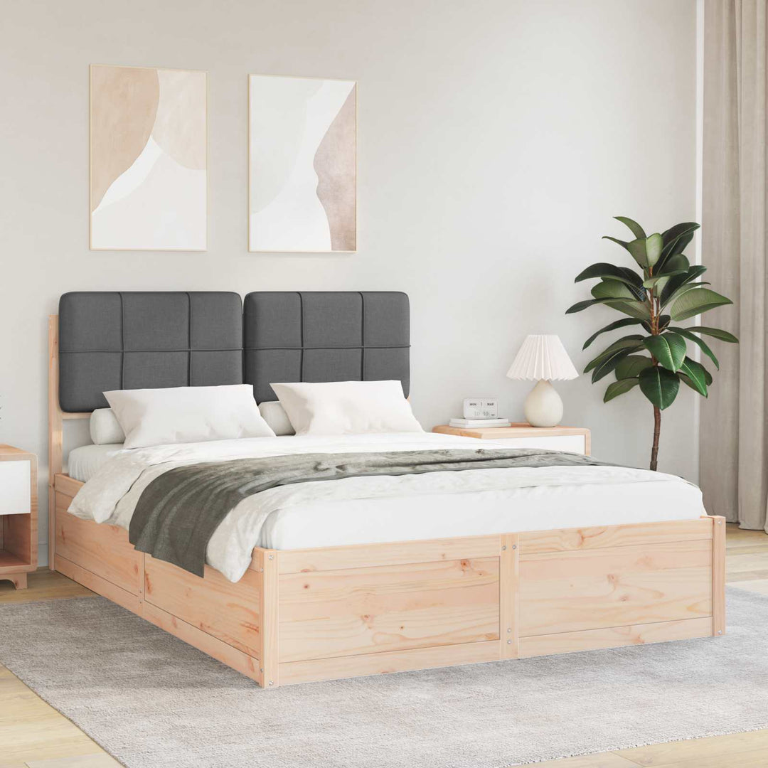 Sengestel med Polstret Hovedgavl Mørkegrå 140 x 200 cm