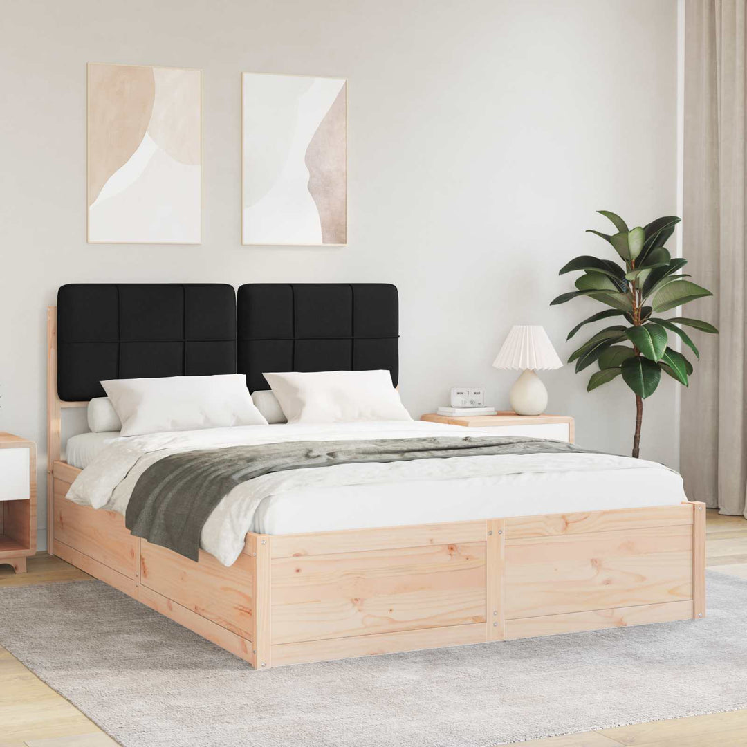 Sengestel med Polstret Hovedgavl Sort 140 x 190 cm