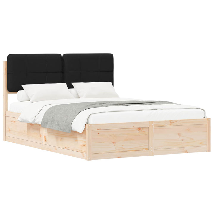 Sengestel med Polstret Hovedgavl Sort 135 x 190 cm