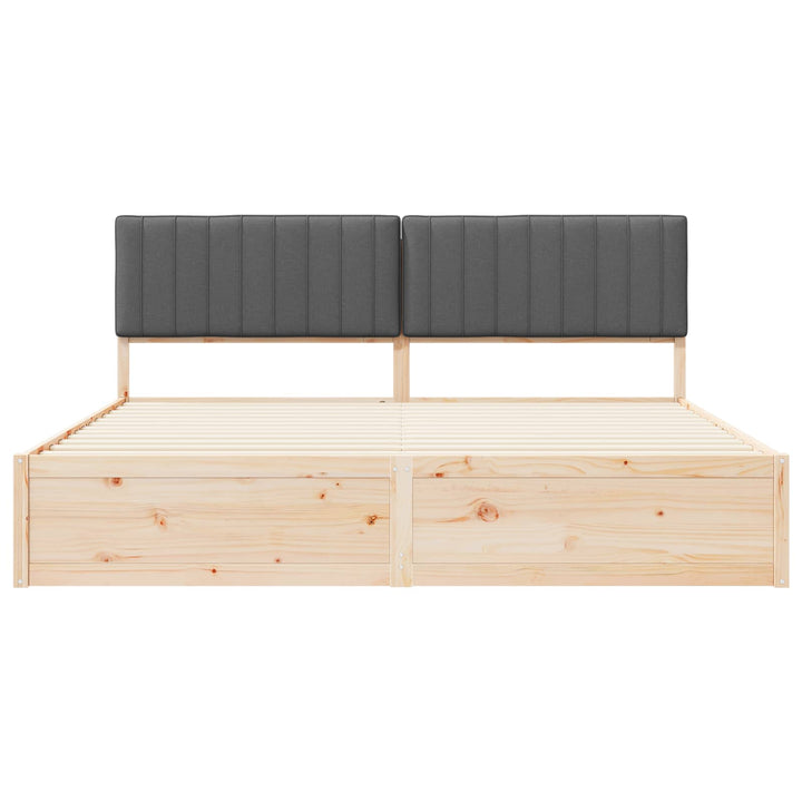 Sengestel med Polstret Hovedgavl Mørkegrå 200 x 200 cm