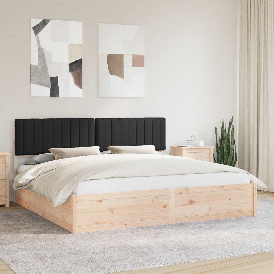 Sengestel med Polstret Hovedgavl Sort 200 x 200 cm