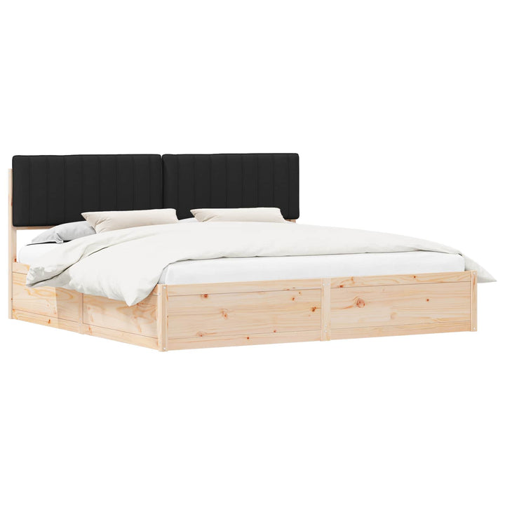 Sengestel med Polstret Hovedgavl Sort 200 x 200 cm