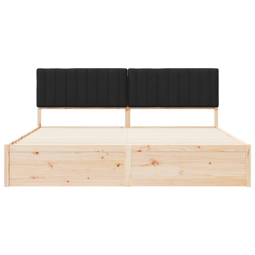Sengestel med Polstret Hovedgavl Sort 200 x 200 cm