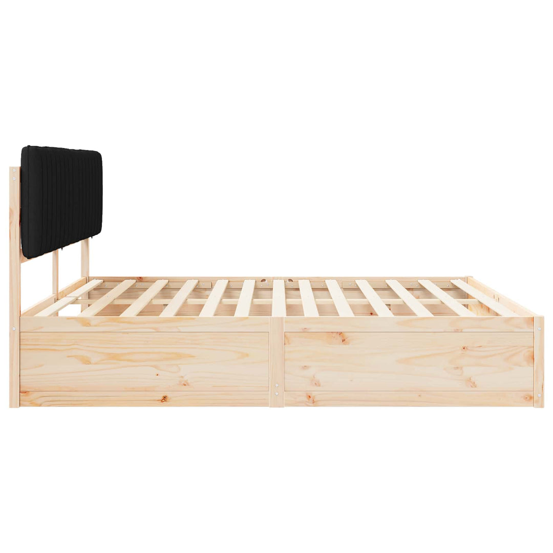 Sengestel med Polstret Hovedgavl Sort 200 x 200 cm