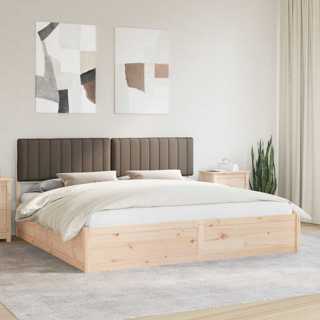 Sengestel med Polstret Hovedgavl Gråbrun 200 x 200 cm