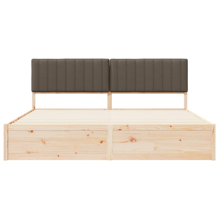 Sengestel med Polstret Hovedgavl Gråbrun 200 x 200 cm