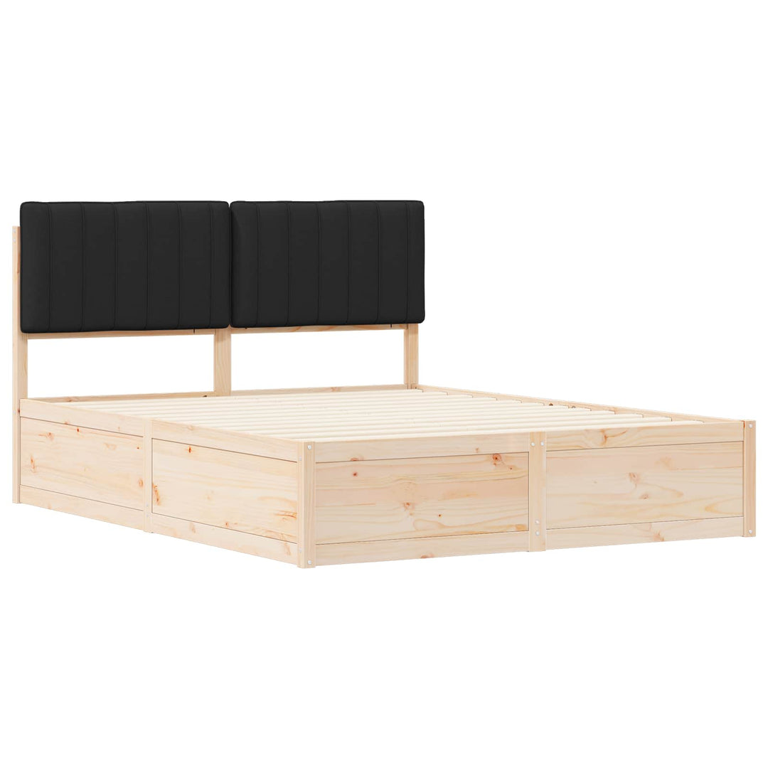 Sengestel med Polstret Hovedgavl Sort 150 x 200 cm