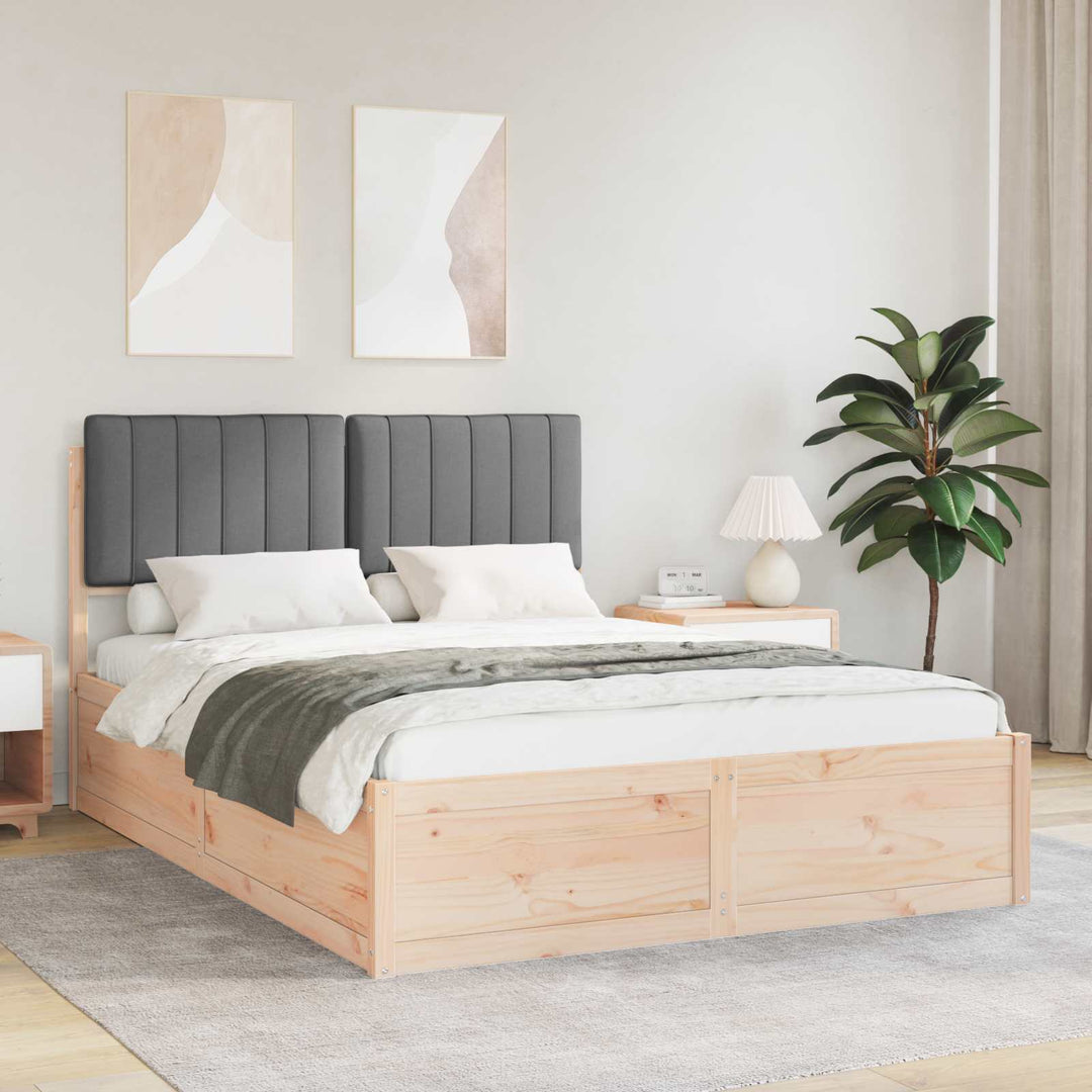 Sengestel med Polstret Hovedgavl Mørkegrå 135 x 190 cm