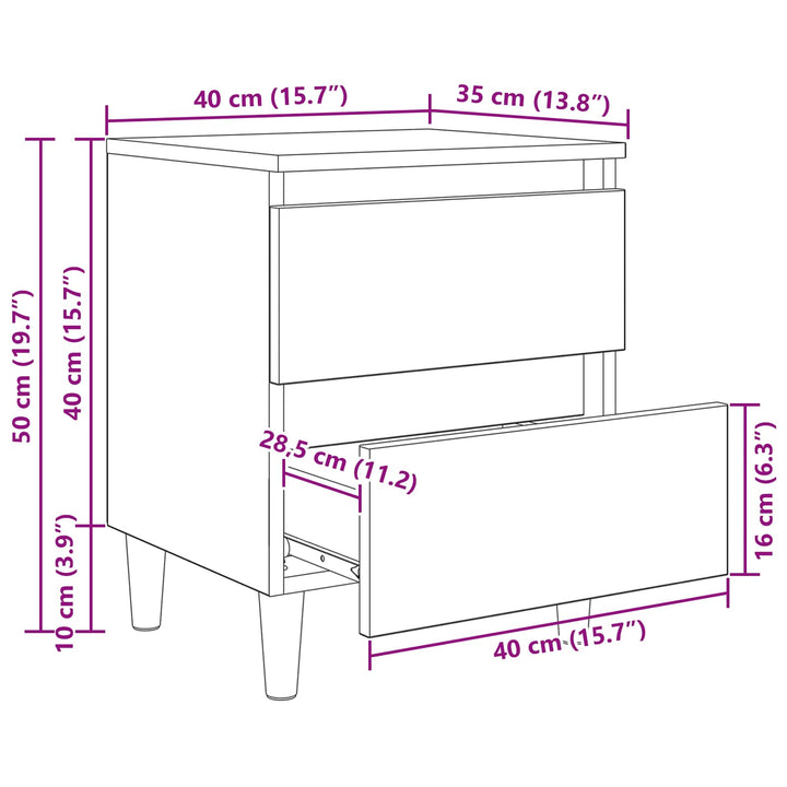 Sengeskabe 2 pcs Artisan Egetræ 40 x 35 x 50 cm Konstrueret træ