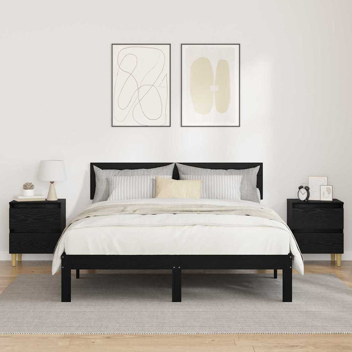 Sengeskabe 2 stk. Sort eg 40 x 35 x 50 cm Konstrueret træ