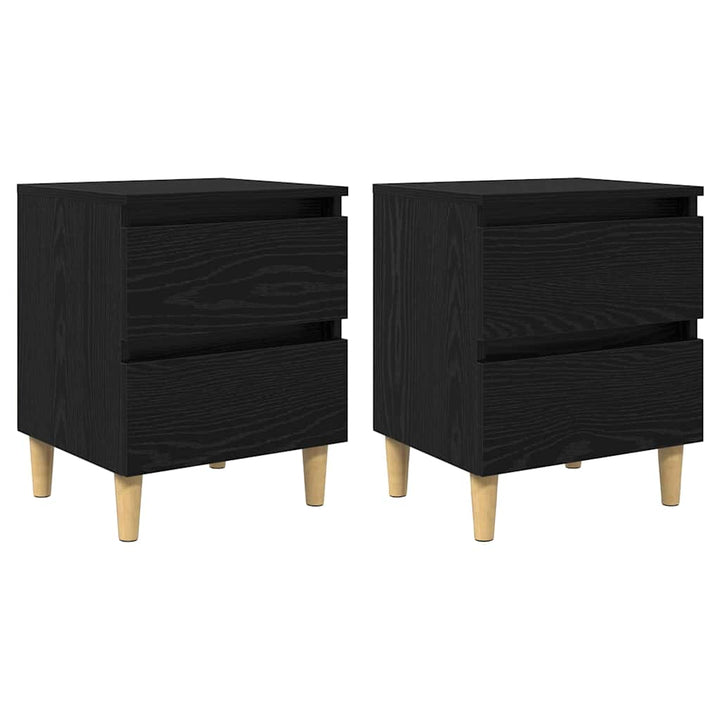 Sengeskabe 2 stk. Sort eg 40 x 35 x 50 cm Konstrueret træ