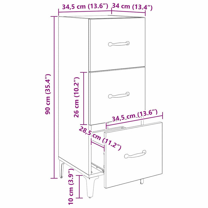 Sideboard Artisan Egetræ 34,5 x 34 x 90 cm Konstrueret træ