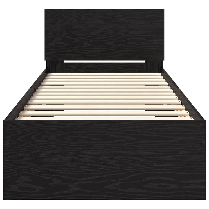 Sengestel med hovedgærde Sort eg 75 x 190 cm Konstrueret træ