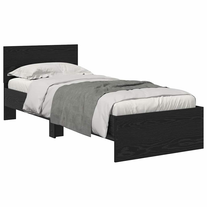 Sengestel med hovedgærde Sort eg 75 x 190 cm Konstrueret træ