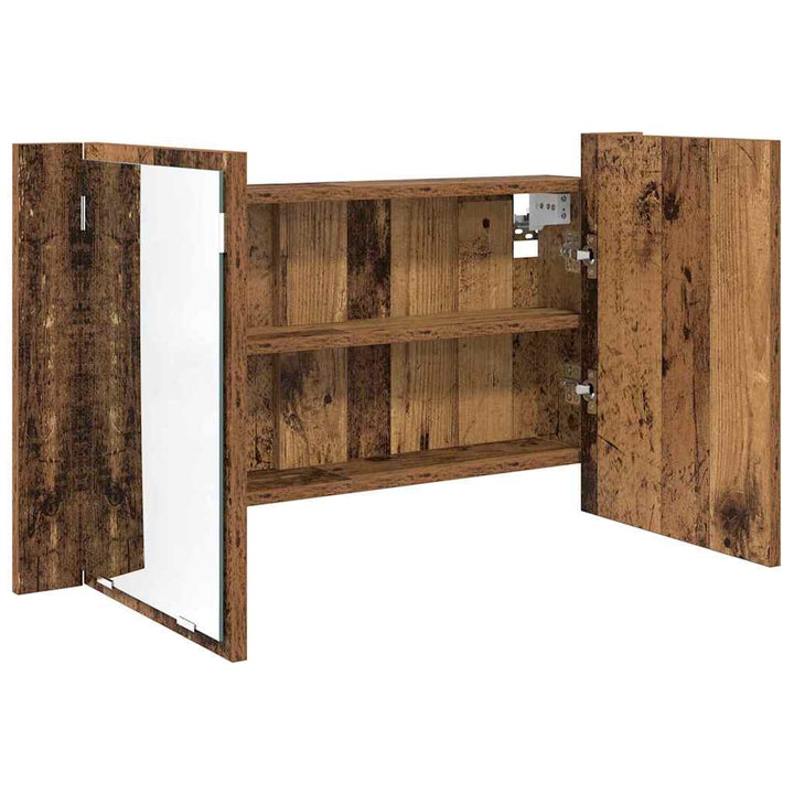 Badeværelsesspejlskab med hylde Gammelt træ 80 x 12 x 45 cm