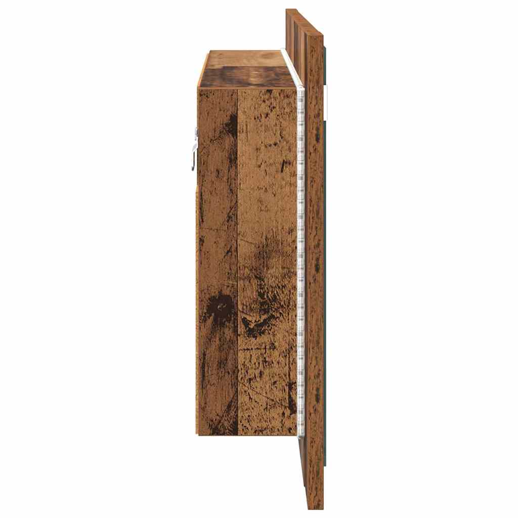 Badeværelsesspejlskab med hylde Gammelt træ 80 x 12 x 45 cm