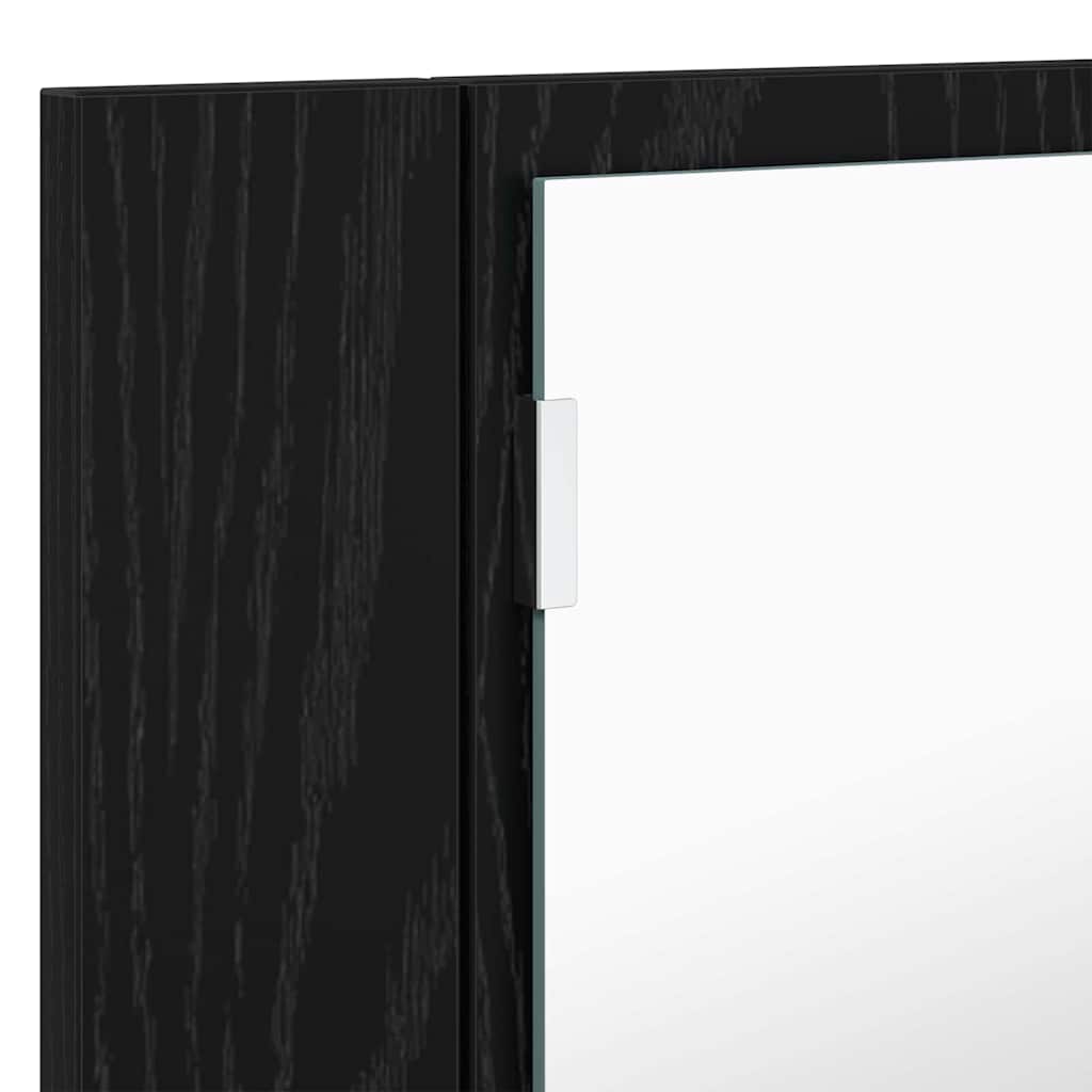 Badeværelsesspejlskab Sort eg 80 x 12 x 45 cm Konstrueret træ